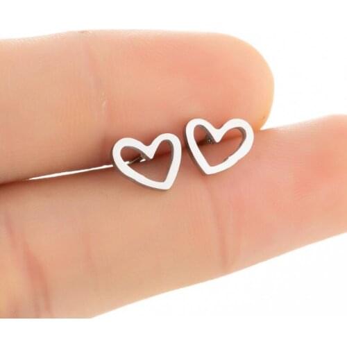 Sweet Stainless Steel Hollow Out Love Heart Earrings Minimalism Female Valentines Day Gift For Lovers Girlfriend Gift Jewelry
