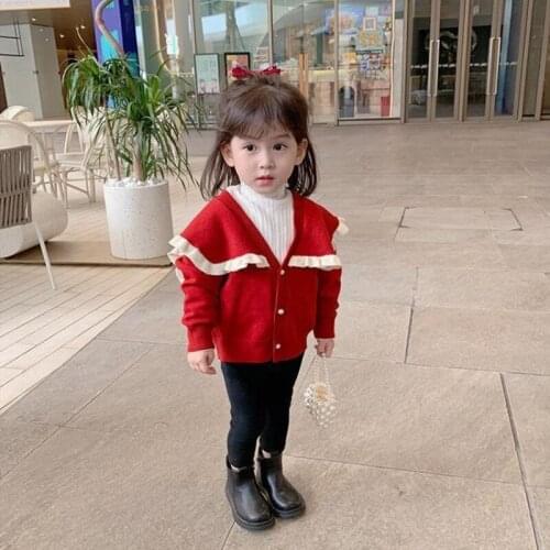 Girl Sweater Kids Baby Toddler Tops 2021 Red Thicken Warm Winter Autumn Wool Knitting Cashmere Christmas Children Clothing