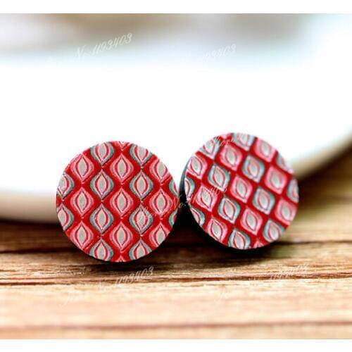 Unique 3D Embossed 16mm Round Coloured Drawing pattern Laser Cut wood Cabochon DIY for Rings, Earring,Brooch,Necklace