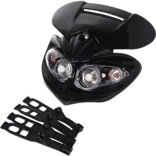 Universal Motocross Headlight Fairing Head Lamp High / Low Beam Dual E7CA