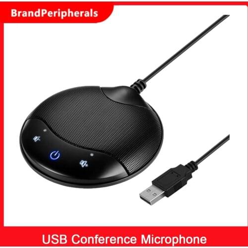 USB Conference Microphone 360° Omnidirectional Condenser Mic with Mute Volume Control Function Noise Cancellation Plug and Play