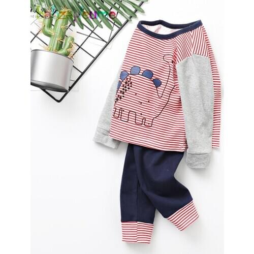 2Piece/Spring Kids Clothes Baby Boys Outfits Cartoon Cute Long Sleeve Cotton Stripe T-shirt+Pants Children Clothing Set BC1703-1