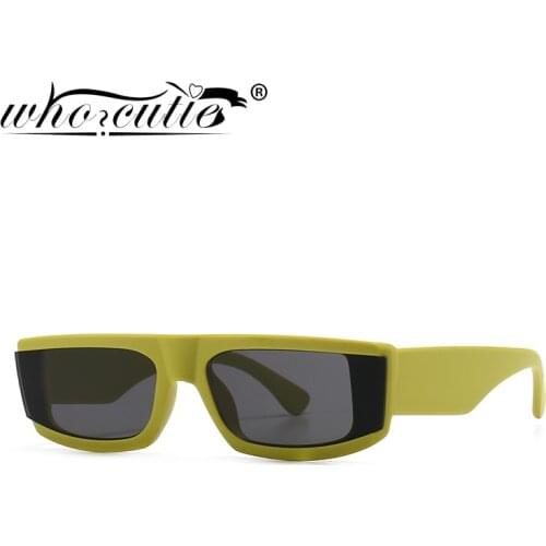 WHO CUTIE New Green Square Sunglasses Vintage Rectangular Half Frame Sun Glasses Women Trendy Shades Eyewear Female Oculos UV400