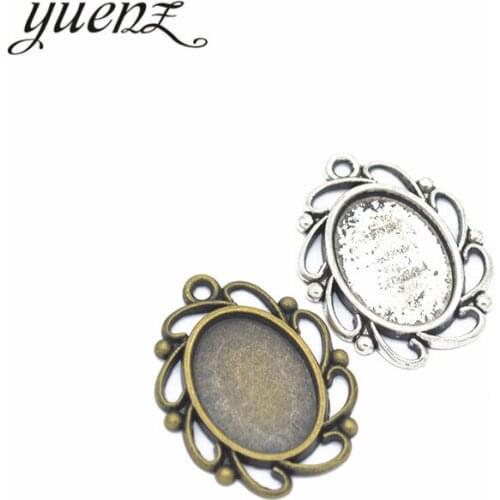 YuenZ 10pcs 2 Colors Necklace Pendant Setting Cabochon Base Tray Bezel Blank Fit 18*12mm oval Cabochon Jewelry Making C18