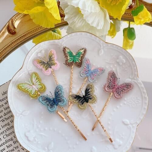 Beautiful Butterfly Hairpin Fashion embroidery Butterfly Hair Bangs Clips Women Girls Handmade Hair Accessories for kid