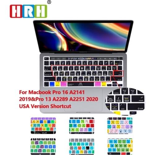 HRH Shortcut Hotkey Functional Silicone Keyboard Cover Skin Protector For MacBook Pro 16 A2141 M1 Chip A2338/A2251/A2289 2020