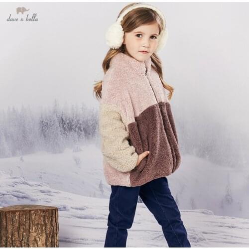 DB14864-K dave bella winter kids unisex18M-13Y fashion jacket button pockets hooded coat children high quality outerwearar