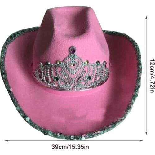 066C Retro Big Brim Hat Jazz Top Hat Sequin Big Crown Cowboy Hat Hipster Wide Brim Outdoor Trend Halloween Christmas