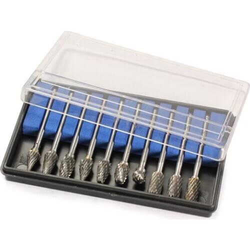 10 pcs Tungsten Steel Solid Carbide Burrs Rotary Files Diamond Burrs Set For Woodworking Drilling Carving Engraving