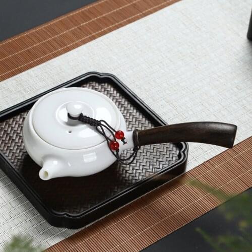 100ml Good Porcelain Clay Sheep Fat Jade Porcelain Side Handle Pot Wide Mouth Kung Fu Teapot Retro Chinese Style