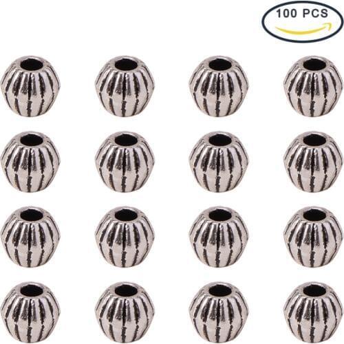 100pcs Spacer Beads Tibetan Style Bicone Beads for Jewelry Bracelet Necklace Making DIY Antique Silver Color 4x4.5mm