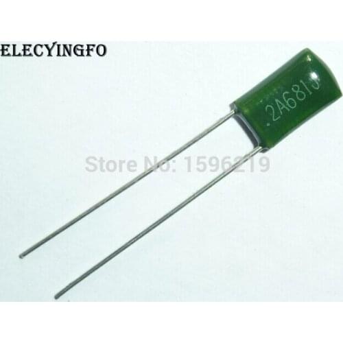 100pcs Mylar Film Capacitor 100V 2A681J 680pF 0.68nF 2A681 5% Polyester Film capacitor