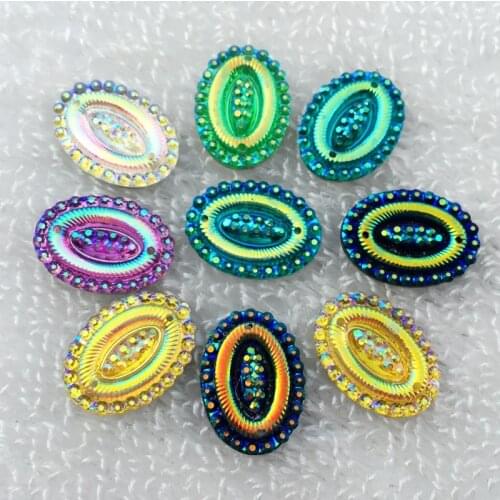 13*18mm AB Oval resin Rhinestone applique flatback Scrapbooking for wedding decoration 40pcs -HY70A