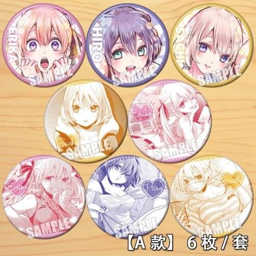 Anime A Couple Of Cuckoos Sachi Hiro Erika Figure 58mm Badge Round Brooch Pin Gifts Kids Collection Toy