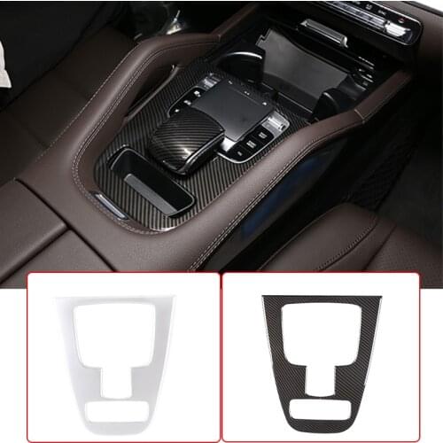 Car Center Console Gear Shift Panel Trim ABS Carbon Fiber Accessories For Mercedes Benz GLE GLS Class W167 X167 2020 Car Styling