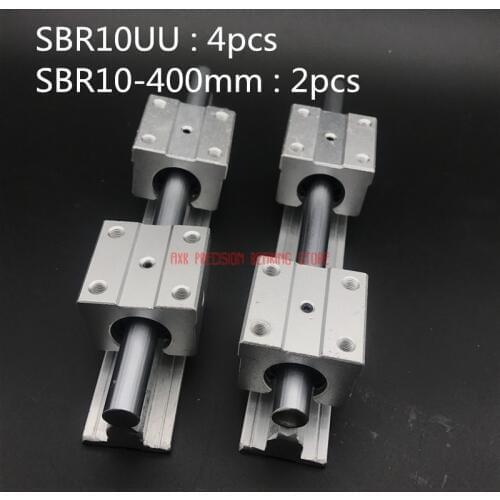 AXK Cnc Router Parts 2pcs Sbr10 L 450mm Linear Rail Support With 4pcs Sbr10uu Guide Auminum Bearing Sliding Block Cnc Parts