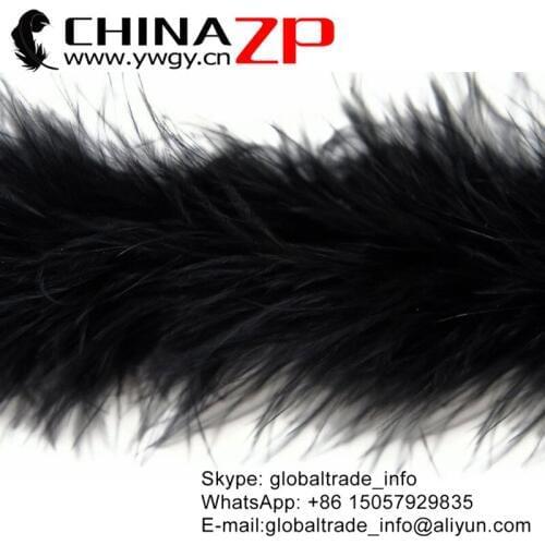 CHINAZP Factory Retail and Wholesale 50 yards/lot 20g/piece Graceful Dyed Black Marabou Feather Boas