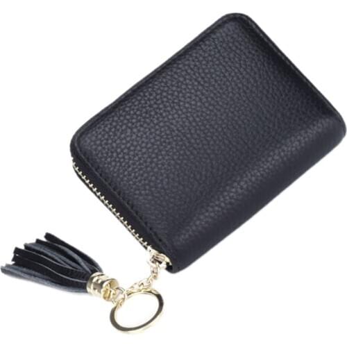 Women Small Leather Wallets Coin Purse Clutch Credit ID Card Holder with Tassel Key Chain