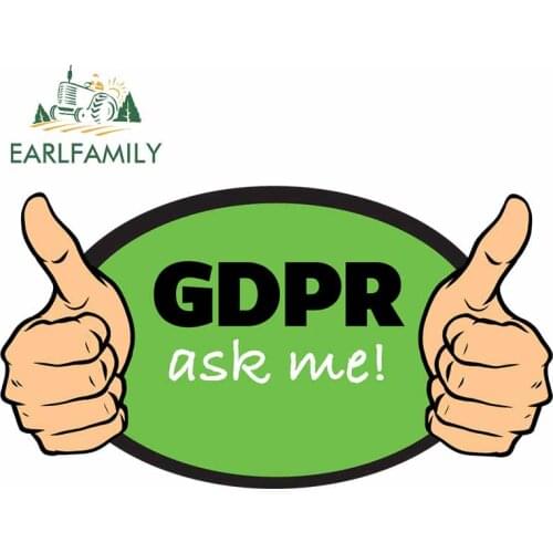 EARLFAMILY 13cm x 7.2cm for Praise Gdpr Ask Me Cartoon Car Stickers VAN Anime Waterproof Vinyl Car Wrap Surfboard Decoration
