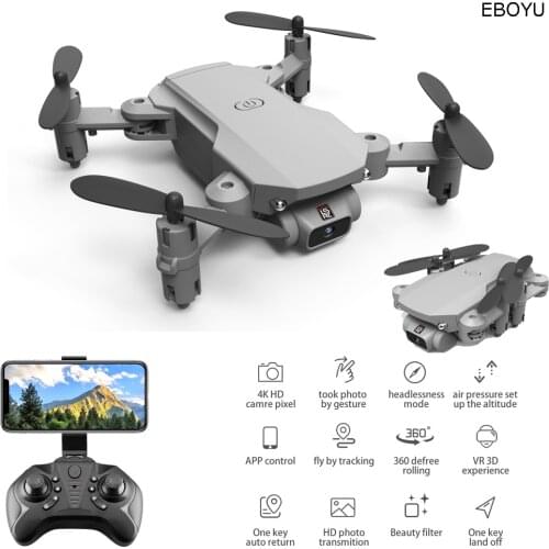 EBOYU LS-MIN 2.4Ghz WiFi FPV RC Drone with 4K HD Camera Follow me Gesture photo Altitude hold foldable RC Quadcopter Drone Toy