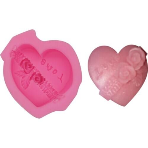 DIY Handmade Chocolate Mold Big Heart-Shaped Rose Lovely Baking Mold 19-52