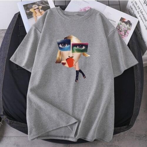 Female Casual Oversize Tees Summer Big Eyes Girl Print Woman T-shirts Short Sleeve O-neck 2021 New Harajuku Fashion Lady Clothes