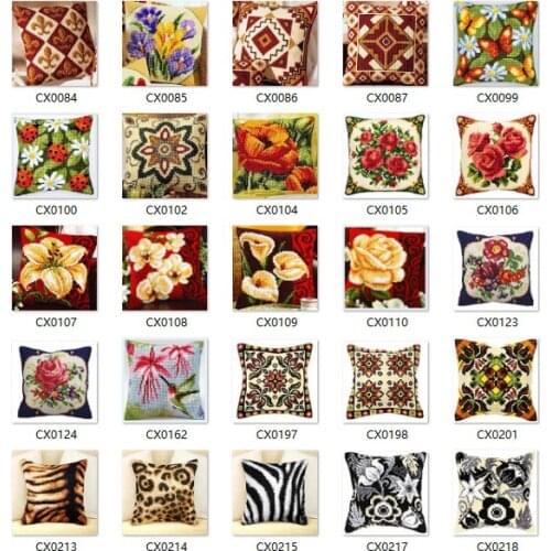Flowers styles NEW DIY Needlework Kit Acrylic Yarn Embroidery Pillow Tapestry Canvas Cushion Front Cross Stitch Pillowcase