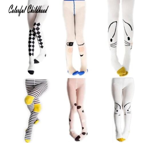 Toddler girls Pantyhose Cartoon Cat Baby tights Kids Plaid Stocking Children Stripe Tights for Autumn Spring
