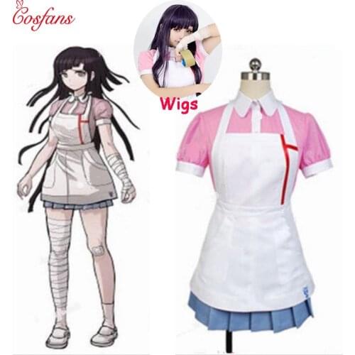 Dangan Ronpa 2 Mikan Tsumiki Danganronpa Dress Cosplay Costume Danganronpa Mikan Tsumiki Cosplay Shirt + skirt + apron and wigs