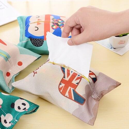 Cute Animal Printing Baby Wet Wipes Box Cotton And Linen Tissue Box Cover Handkerchief Napkin Holder Cover Wipe Cases Tissue Bag