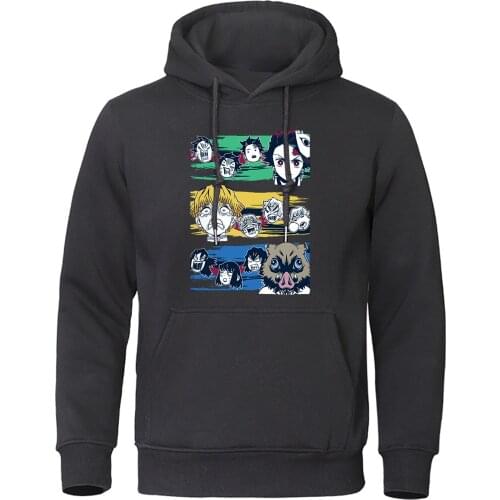 Mens Hoodies Sweatshirts Demon Slayer Pullover Men Hip Hop Harajuku Sweatshirt Autumn Winter Japanese Anime Streetwear Hoody
