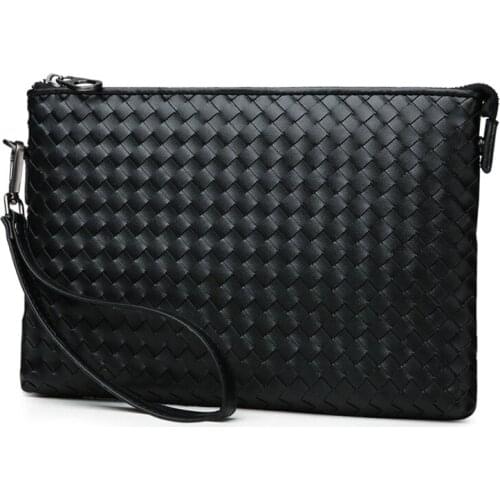 2021 Men Clutch Bags Leather Plaid Design Clutches Bag Casual Pack Wallet with Hand Strap Waterproof Pouch Popular Small Bag