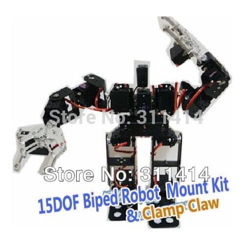 1set 15DOF Biped Robotic Educational Robot Mount Kit +2pcs Metal Clamp Claw Include Servo Horns For Hobbyists,Robot Competition