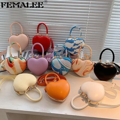 2021 New Womens Bag Stripe Heart Shaped Handbags Girls PU Leather Chic Buckle Crossbody Bag Ladies Wide Strap Shoulder Bags