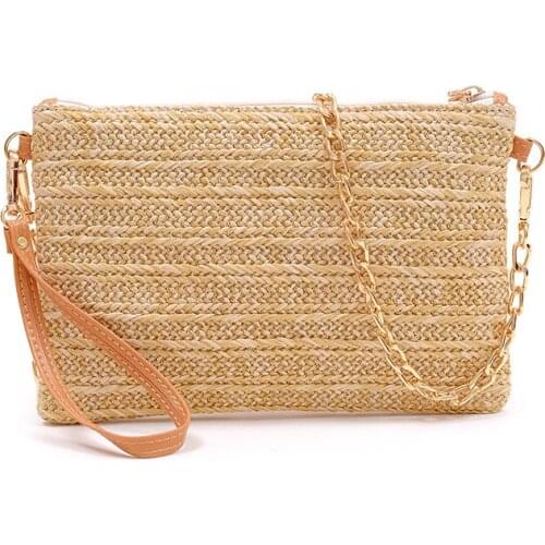 New summer straw bag women 2021 womens straw messenger bag leisure Womens chain Beach Bag Handbag women