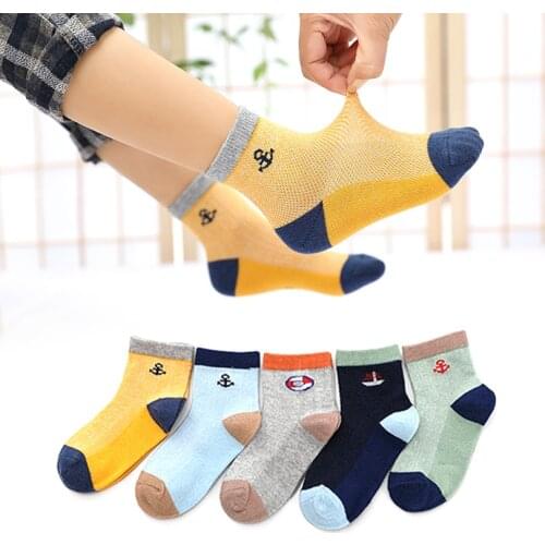 New 1-11 Years Kids 5 Pairs/Lot Baby Boys Girls Soft Cotton Socks Children Cartoon Bear Sport Socks Girl Striped Cute Sock