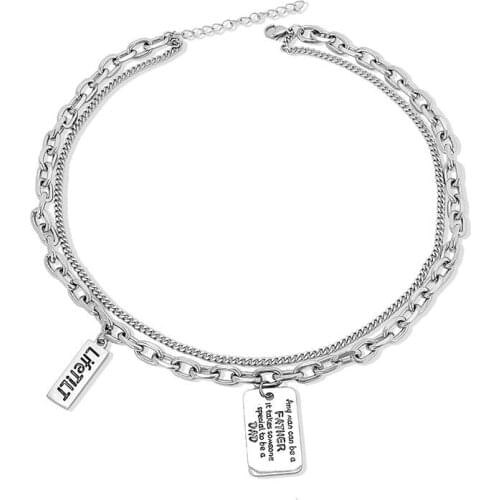 Double Butterfly Stainless Steel Necklace Women Fashion Punk Hip Hop Gothic Pendant Necklaces Best Friend Jewelry