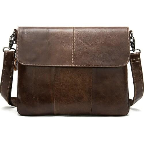 Classic Design Genuine Leather Shoulder Business Messenger Men Bag Briefcase For Document Office Male iPad Phone Bags Portafolio