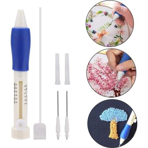 Embroidery Pen Magic Embroidery Pen DIY Crafts Magic Embroidery Pen Set DIY 3 Interchangeable Punch Needle Sewing Accessories