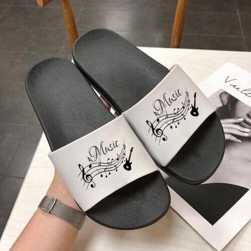 Summer Women Slippers Beach Slides musical note Print Flip Flops Indoor home Sandals Non-slip Shoes woman Fashion ladies shoes