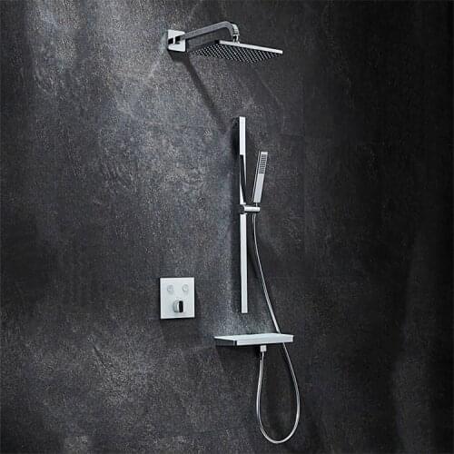 Contemporary Press Button Wall Mount Bathtub Shower Faucet