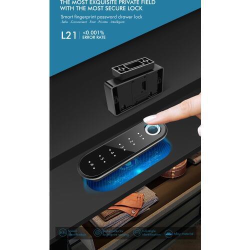 Smart Electronic Lock Drawer Door Fingerprint +Password Storage Cabinet Fingerprint Lock Security Keyless USB Rechargeable Lock