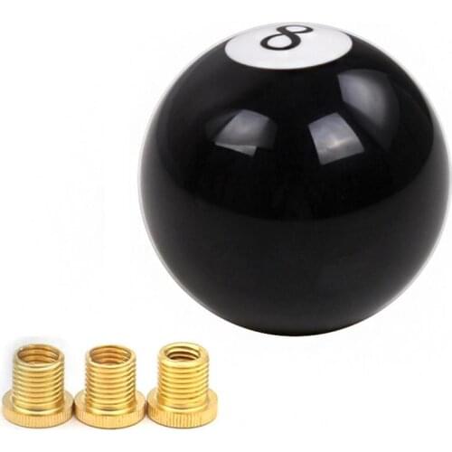 Universal Racing Car Ball Shape Gear Shift Knob Head Shifter Lever Round Real Acrylic Black with Three Thread Adapters