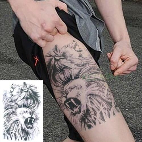 Waterproof Temporary Tattoo Sticker lion Howling fake tatto flash tatoo tatouage temporaire sticker leg arm for men girl women