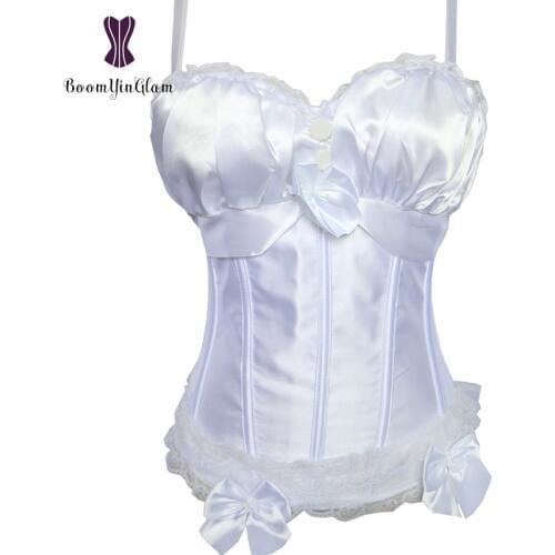 High quality adjustable straps women lingerie satin corset bra bustier zipper side weeding corset overbust top plus size 8899A