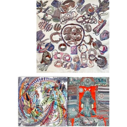 100% Silk Scarf Hand Rolled Edges Silk Scarf Top Manual Rolled Scarfs 90x90 Designer Satin Scarves Foulard En Satin 90cm