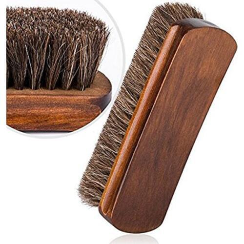 1Pc Horsehair Shoe Brush Shine Brushes scraping tool with Horse Hair Bristles for Boots Shoes & Other Leather Care Brush