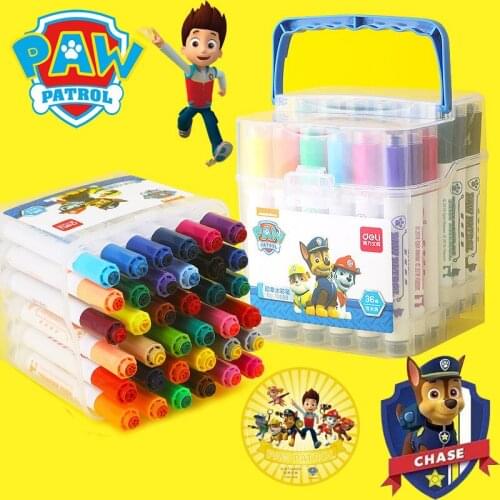 12/24/36PCS Paw Patrol Cartoon Dog Childrens Art Pens Set Watercolor Brush Pen Markers Painting Set for Schools Art Supplies
