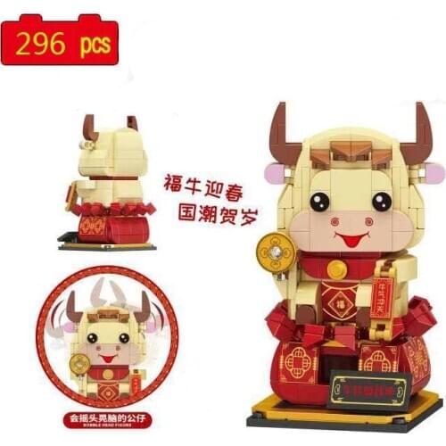 2021 Chinese New Year Series Lucky Cow Brickheadz Desktop Accessories Building Blocks Bricks Toys Gifts