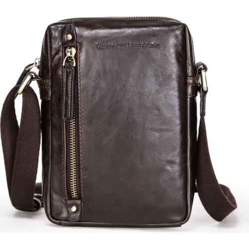 2021 Brand Single shoulder bag male Genuine leather casual vertical small bag handmade retro head cowhide mens small satchel